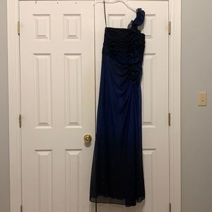 Navy Ombré One-Shoulder Gown Sz 12